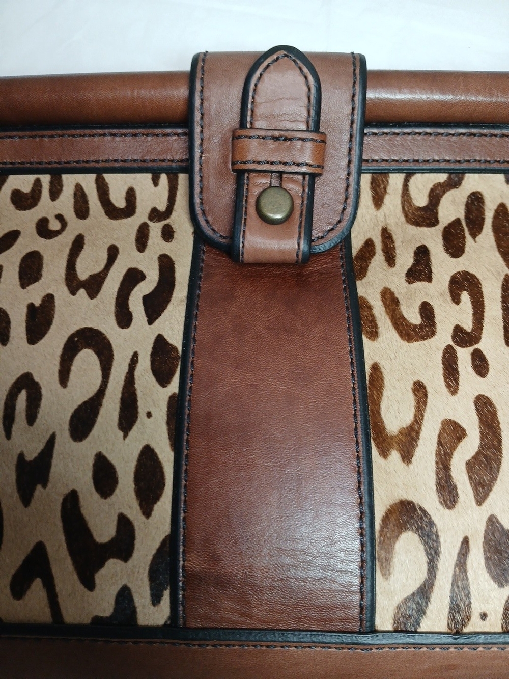 Fossil Brown Leather & Leopard Print Clutch - Picture 13 of 16